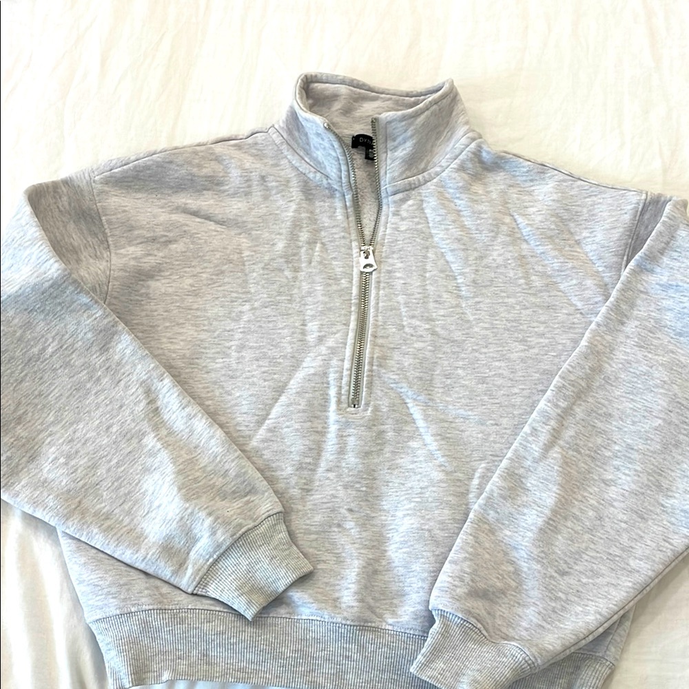 Dynamite marl grey cropped half zip sweatshirt